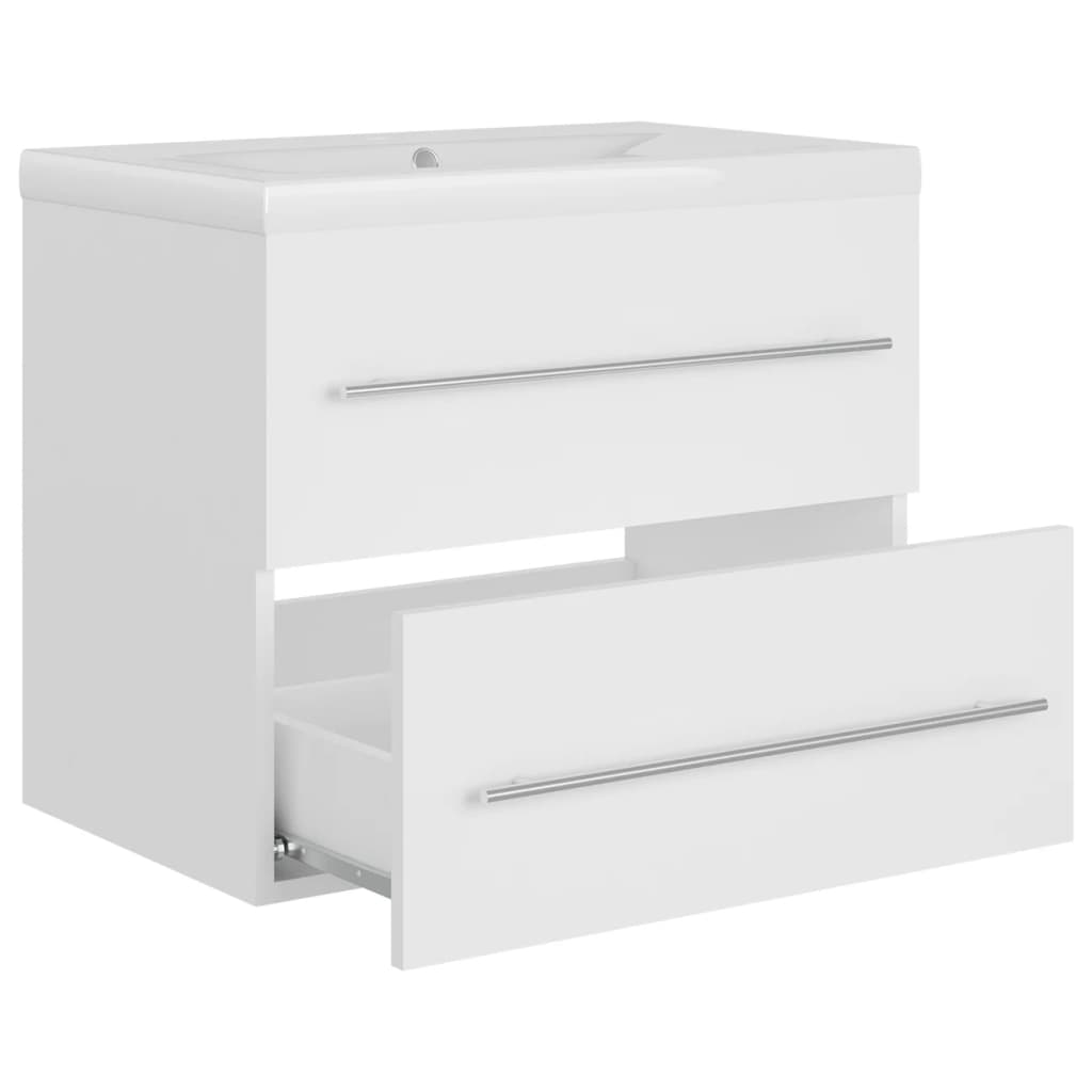 vidaXL Meuble sous-lavabo avec lavabo intégré blanc Bois d'ingénierie