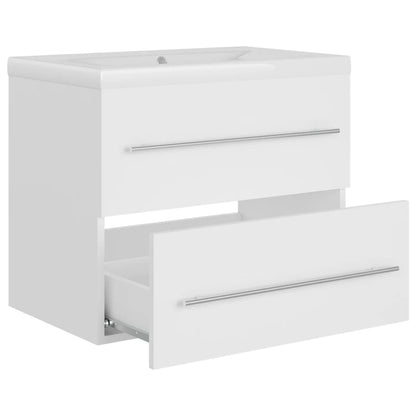vidaXL Meuble sous-lavabo avec lavabo intégré blanc Bois d'ingénierie