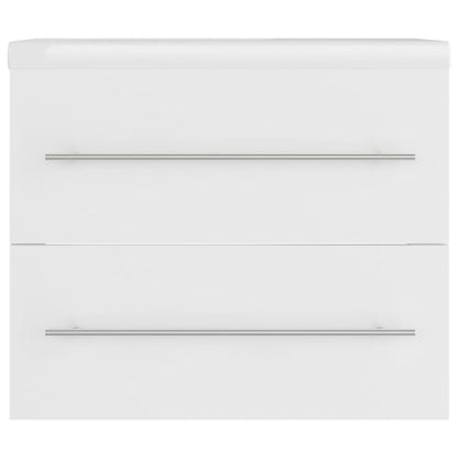 vidaXL Meuble sous-lavabo avec lavabo intégré blanc Bois d'ingénierie