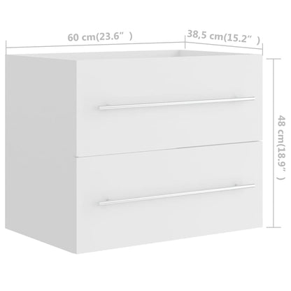 vidaXL Meuble sous-lavabo avec lavabo intégré blanc Bois d'ingénierie