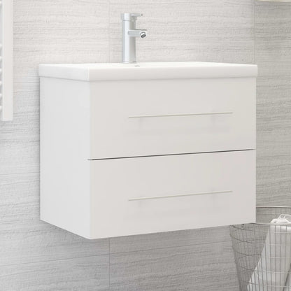 vidaXL Meuble sous-lavabo avec lavabo intégré blanc Bois d'ingénierie