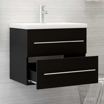 vidaXL Meuble sous-lavabo avec lavabo intégré Noir Bois d'ingénierie