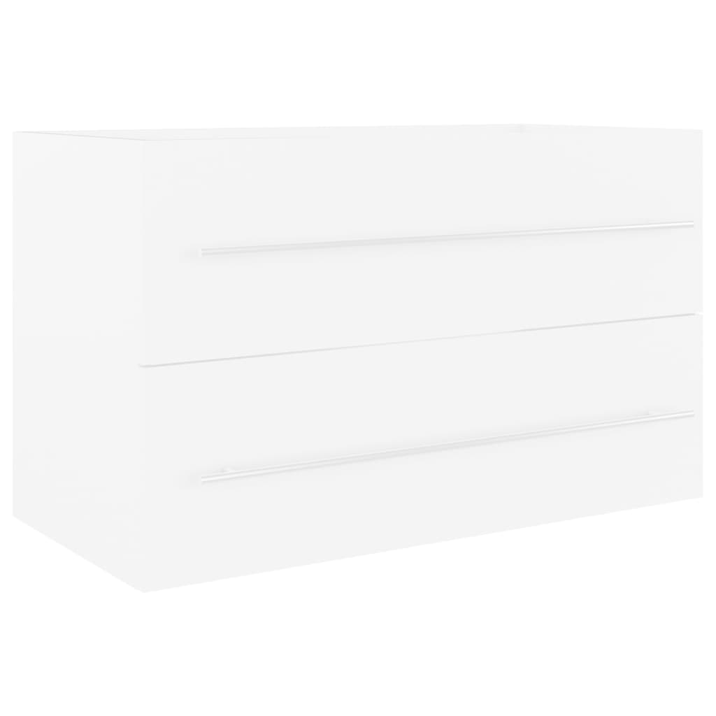 vidaXL Meuble sous-lavabo avec lavabo intégré blanc Bois d'ingénierie