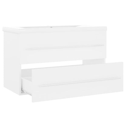 vidaXL Meuble sous-lavabo avec lavabo intégré blanc Bois d'ingénierie