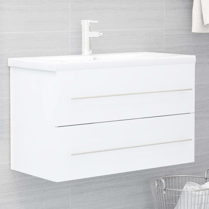 vidaXL Meuble sous-lavabo avec lavabo intégré blanc Bois d'ingénierie
