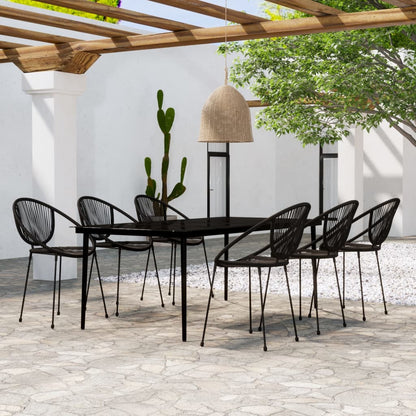 vidaXL 7-tlg. Garten-Essgruppe Schwarz