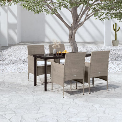 vidaXL 5-tlg. Garten-Essgruppe mit Kissen Beige und Schwarz