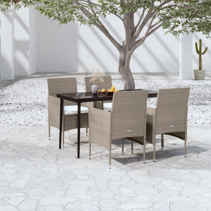 vidaXL 5-tlg. Garten-Essgruppe mit Kissen Beige und Schwarz