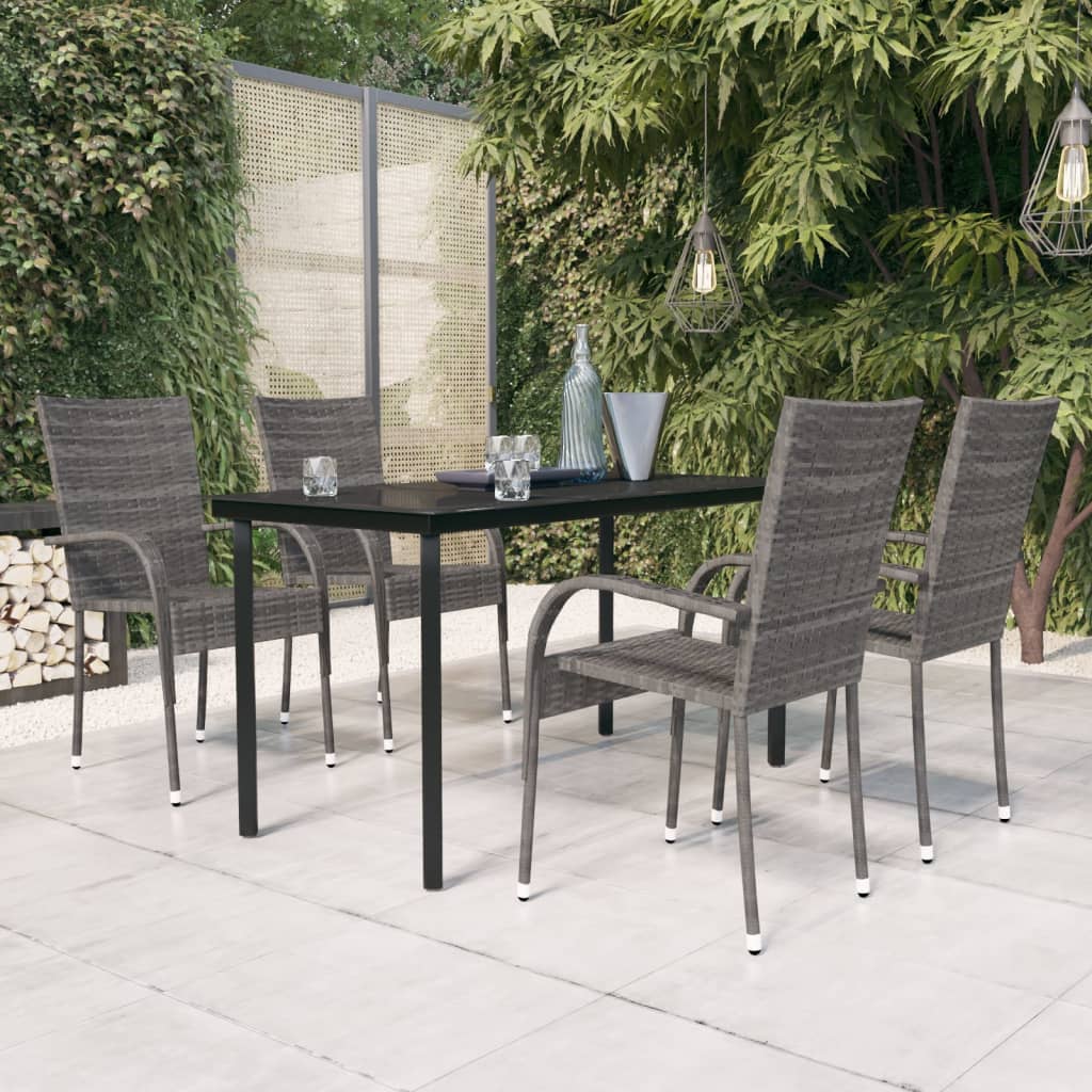 vidaXL 5-tlg. Garten-Essgruppe Grau und Schwarz
