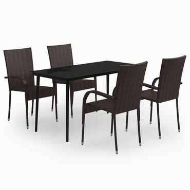 vidaXL 5-tlg. Garten-Essgruppe Braun und Schwarz