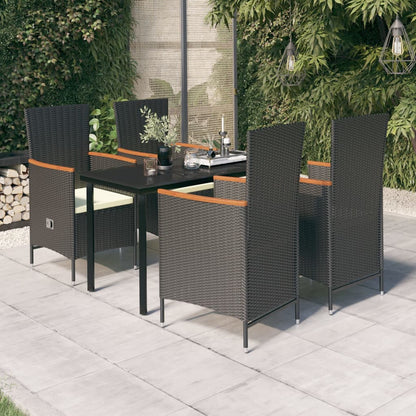 vidaXL 5-tlg. Garten-Essgruppe mit Kissen Schwarz
