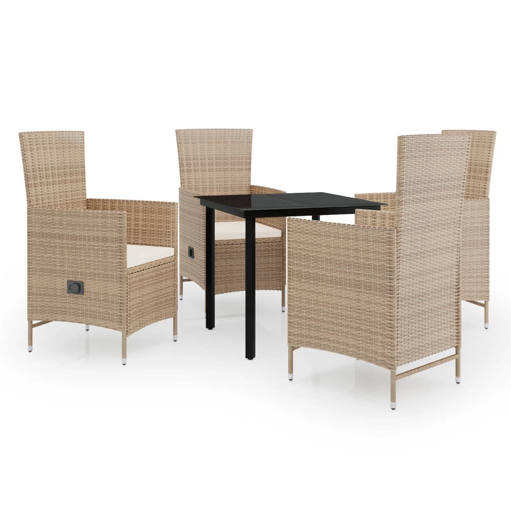 vidaXL Ensemble de salle à manger de jardin 5 pièces avec coussins Beige