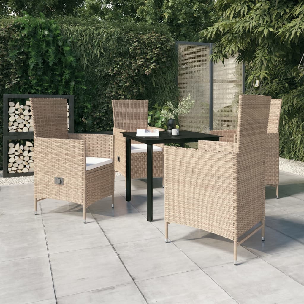 vidaXL Ensemble de salle à manger de jardin 5 pièces avec coussins Beige