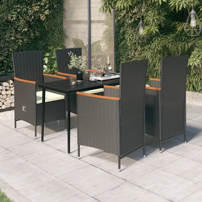vidaXL 5-tlg. Garten-Essgruppe mit Kissen Schwarz