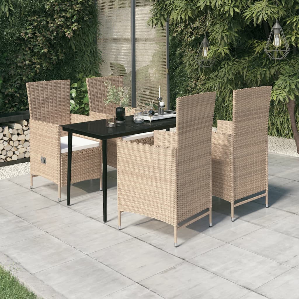 vidaXL 5-tlg. Garten-Essgruppe mit Kissen Beige