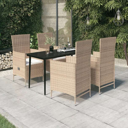 vidaXL 5-tlg. Garten-Essgruppe mit Kissen Beige