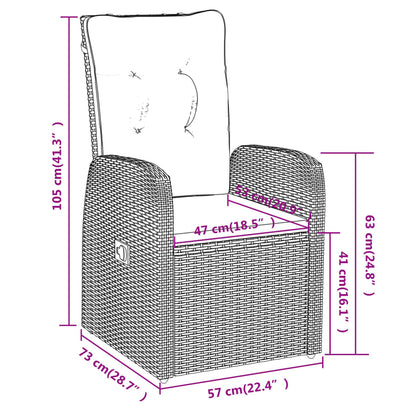 7-tlg. Garten-Essgruppe mit Kissen Schwarz