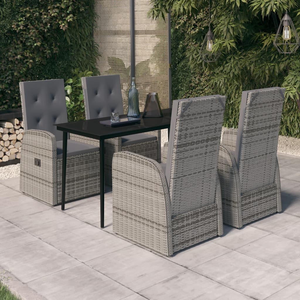vidaXL Ensemble de salle à manger de jardin 5 pcs avec coussins Gris