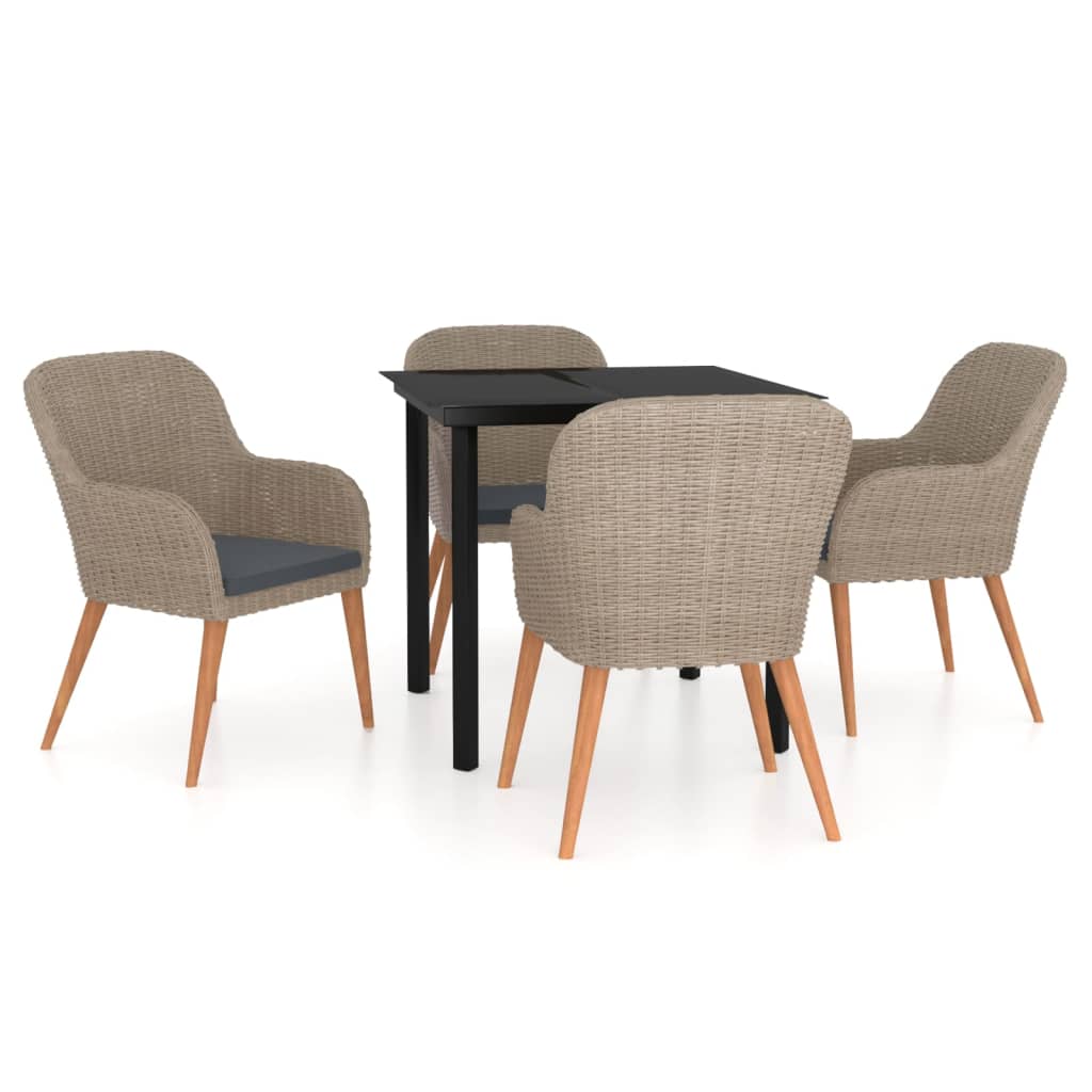 vidaXL 5-tlg. Garten-Essgruppe mit Kissen Braun
