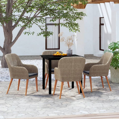 vidaXL 5-tlg. Garten-Essgruppe mit Kissen Braun