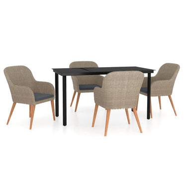 vidaXL Ensemble de salle à manger de jardin 5 pcs avec coussins Marron