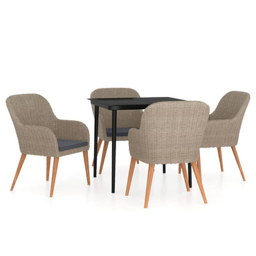 vidaXL Ensemble de salle à manger de jardin 5 pcs avec coussins Marron