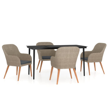 vidaXL Ensemble de salle à manger de jardin 5 pcs avec coussins Marron
