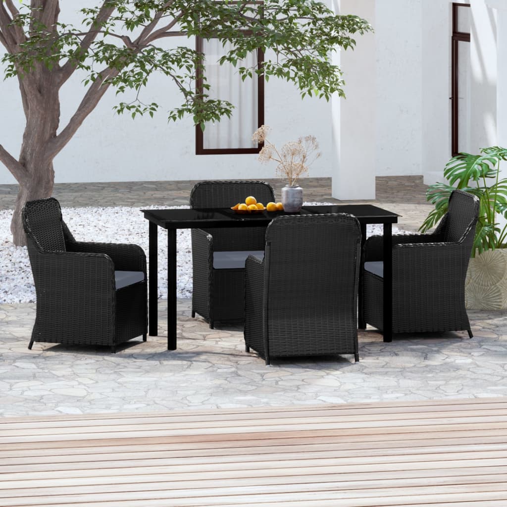 vidaXL 5-tlg. Garten-Essgruppe mit Kissen Schwarz