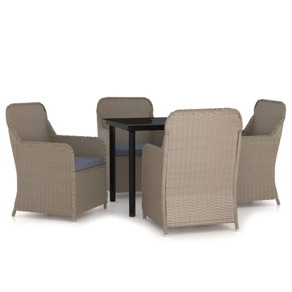 vidaXL Ensemble de salle à manger de jardin 5 pièces avec coussins Marron