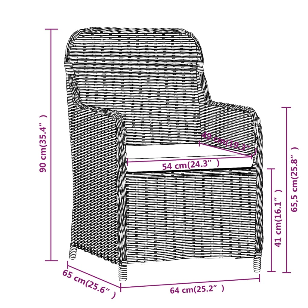 vidaXL Ensemble de salle à manger de jardin 5 pièces avec coussins Marron