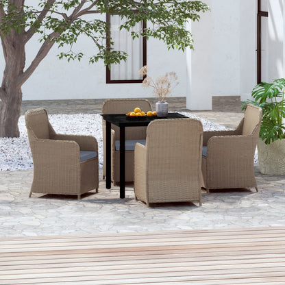 vidaXL Ensemble de salle à manger de jardin 5 pièces avec coussins Marron