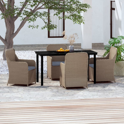 vidaXL 5-tlg. Garten-Essgruppe mit Kissen Braun