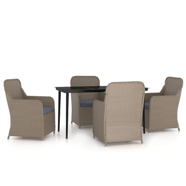 vidaXL Ensemble repas de jardin 5 pcs avec coussins Marron