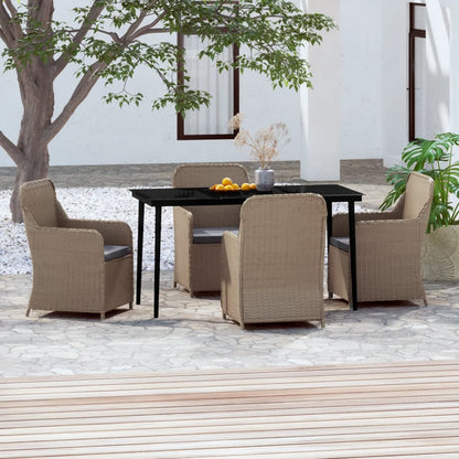 vidaXL 5-tlg. Garten-Essgruppe mit Kissen Braun