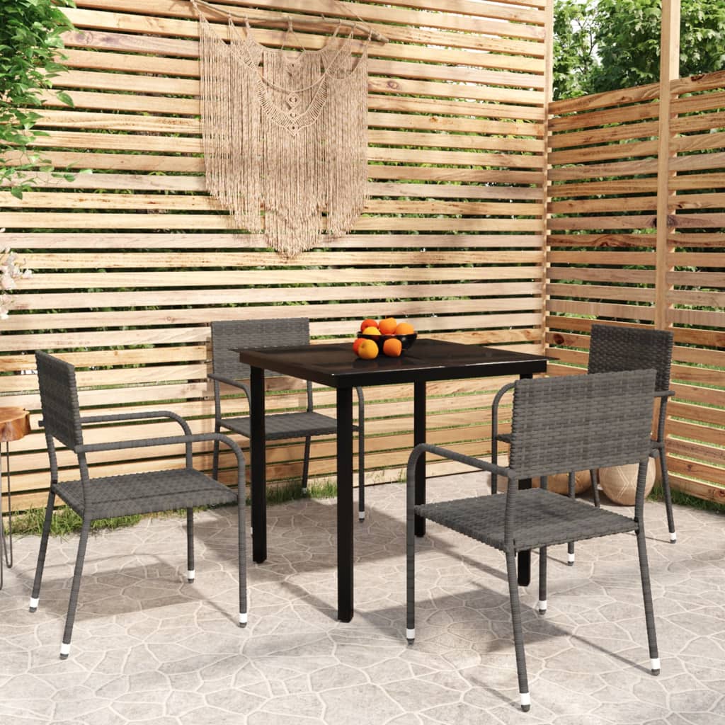vidaXL 5-tlg. Garten-Essgruppe Grau