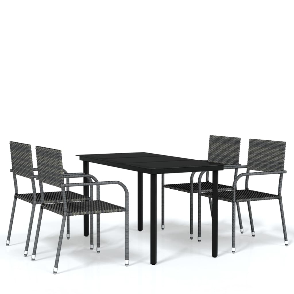 vidaXL 5-tlg. Garten-Essgruppe Grau