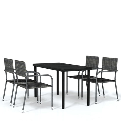 vidaXL 5-tlg. Garten-Essgruppe Grau