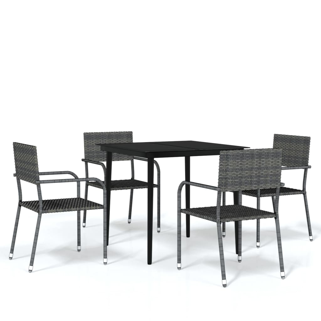 vidaXL 5-tlg. Garten-Essgruppe Grau