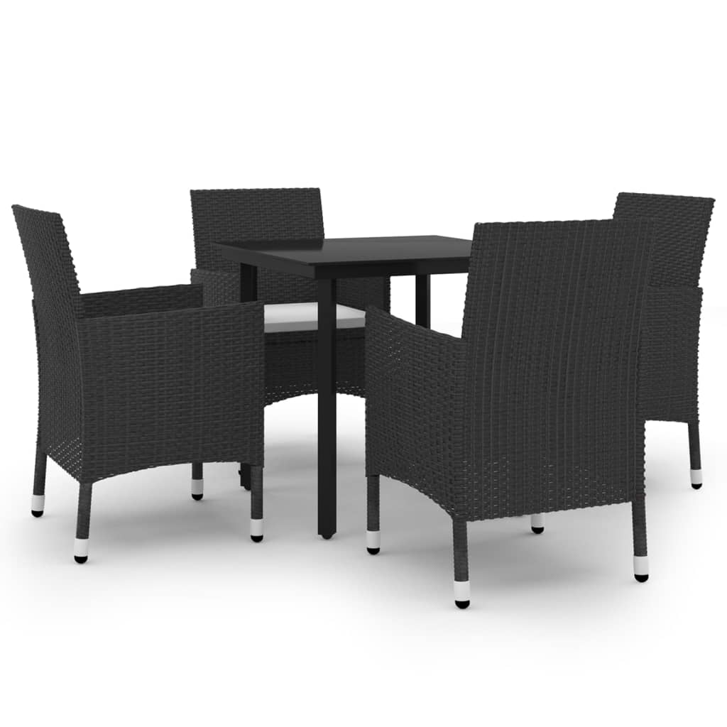 vidaXL 5-tlg. Garten-Essgruppe mit Auflagen Poly Rattan und Glas