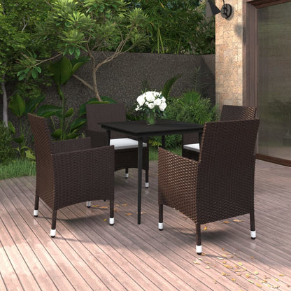 vidaXL 5-tlg. Garten-Essgruppe mit Auflagen Poly Rattan und Glas
