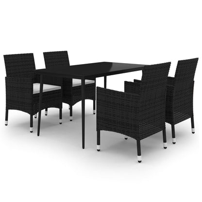 vidaXL Ensemble repas de jardin 5 pcs avec coussins résine tressée et verre