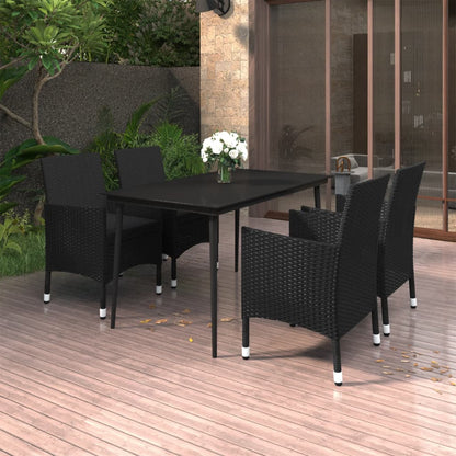 vidaXL Ensemble repas de jardin 5 pcs avec coussins résine tressée et verre