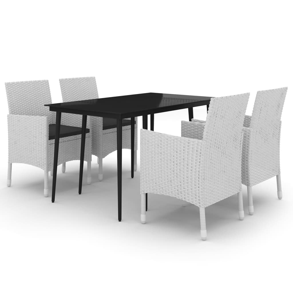 vidaXL Ensemble repas de jardin 5 pcs avec coussins résine tressée et verre