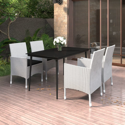vidaXL Ensemble repas de jardin 5 pcs avec coussins résine tressée et verre