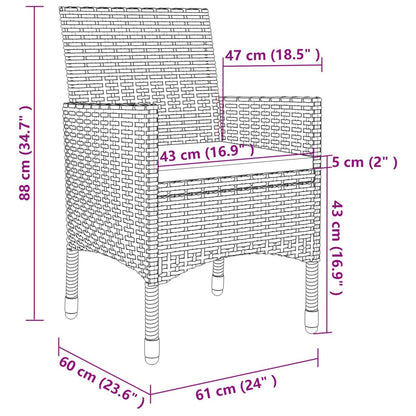 vidaXL 5-tlg. Garten-Essgruppe mit Kissen Poly Rattan und Glas