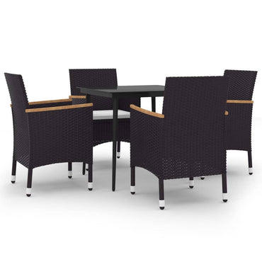 vidaXL 5-tlg. Garten-Essgruppe mit Auflagen Poly Rattan und Glas