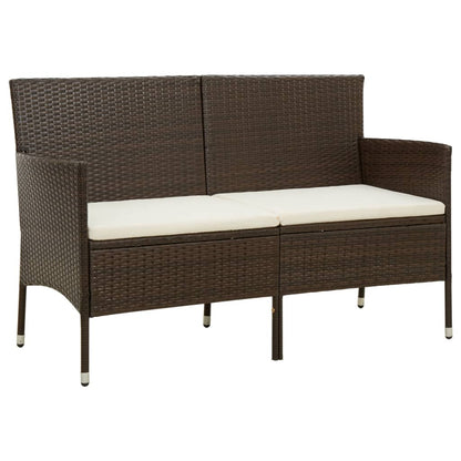 vidaXL Canapé de jardin 3 places avec coussins marron résine tressée