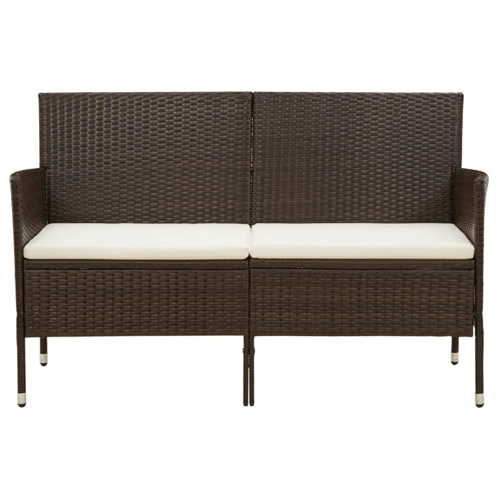 vidaXL Canapé de jardin 3 places avec coussins marron résine tressée
