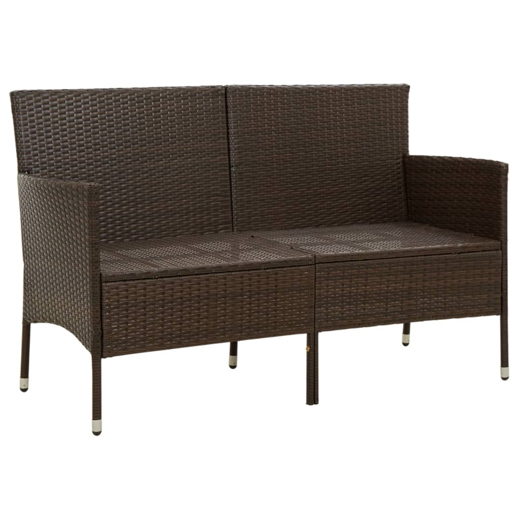 vidaXL Canapé de jardin 3 places avec coussins marron résine tressée