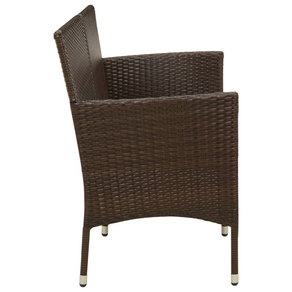 vidaXL Canapé de jardin 3 places avec coussins marron résine tressée